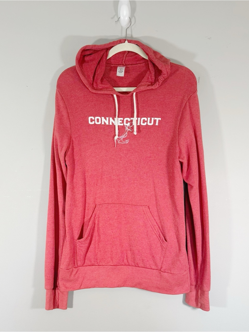 Connecticut State Hoodie Red Heather Pullover Sweatshirt Medium Coastal Graphic